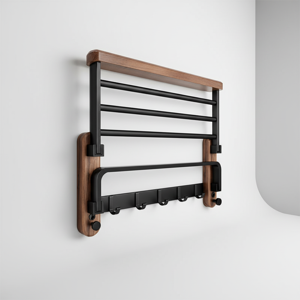 Wooden Towel Rack for Wall Installation