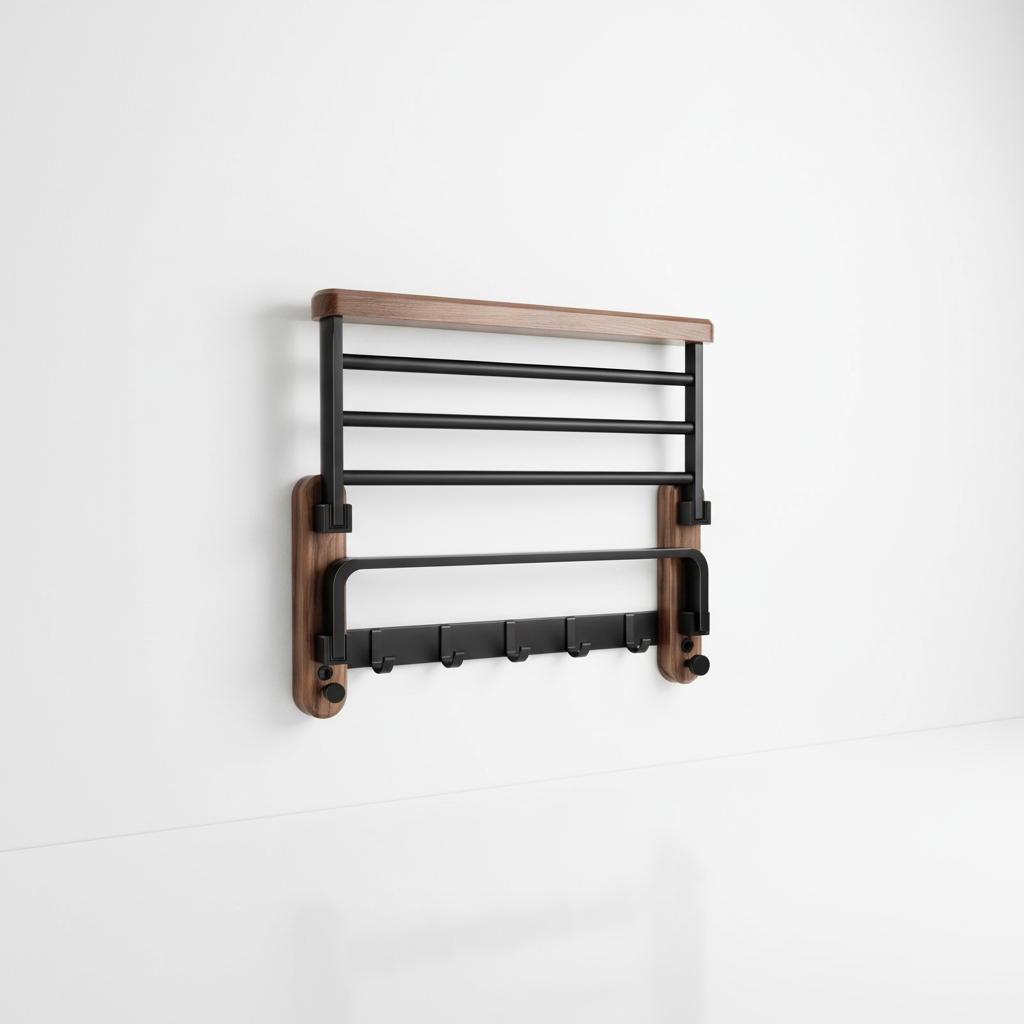 Wooden Towel Rack for Wall Installation