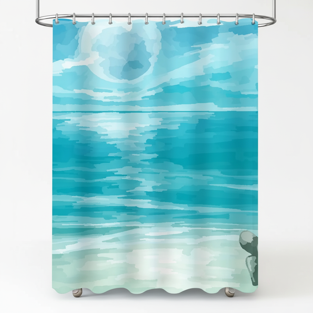 Shower Curtain Fabric with Water-Repellent Design - SeaBlur