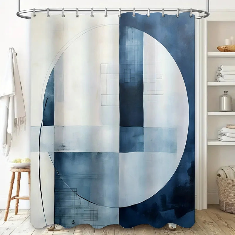 Aqua Water-Resistant Polyester Shower Curtain