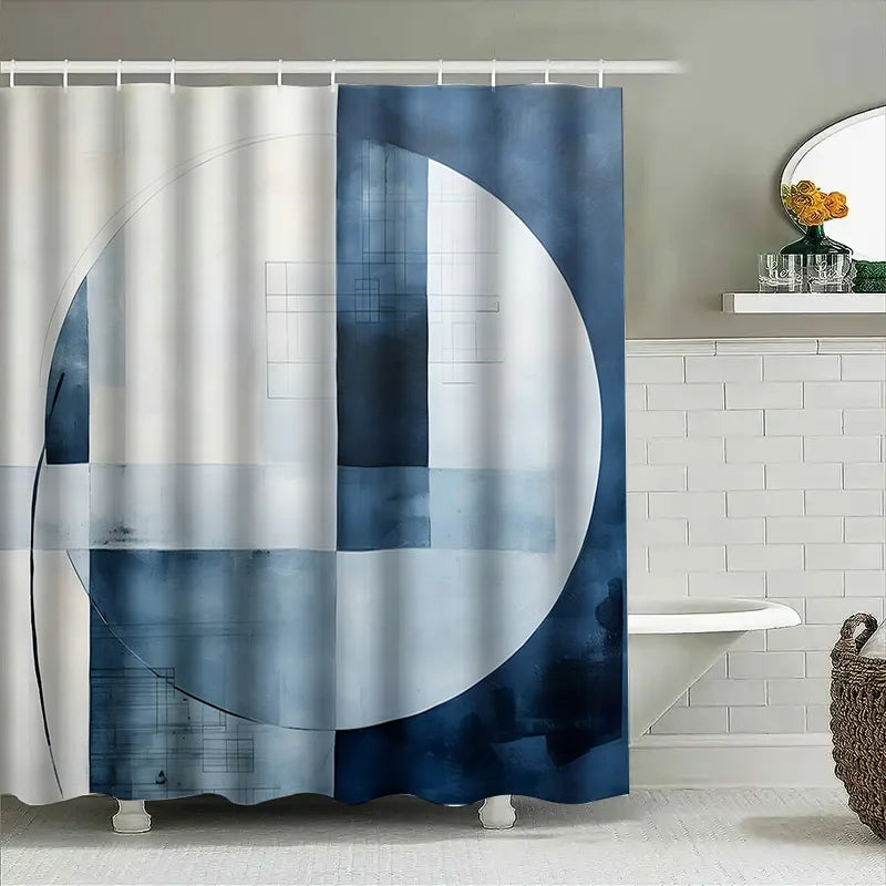 Aqua Water-Resistant Polyester Shower Curtain