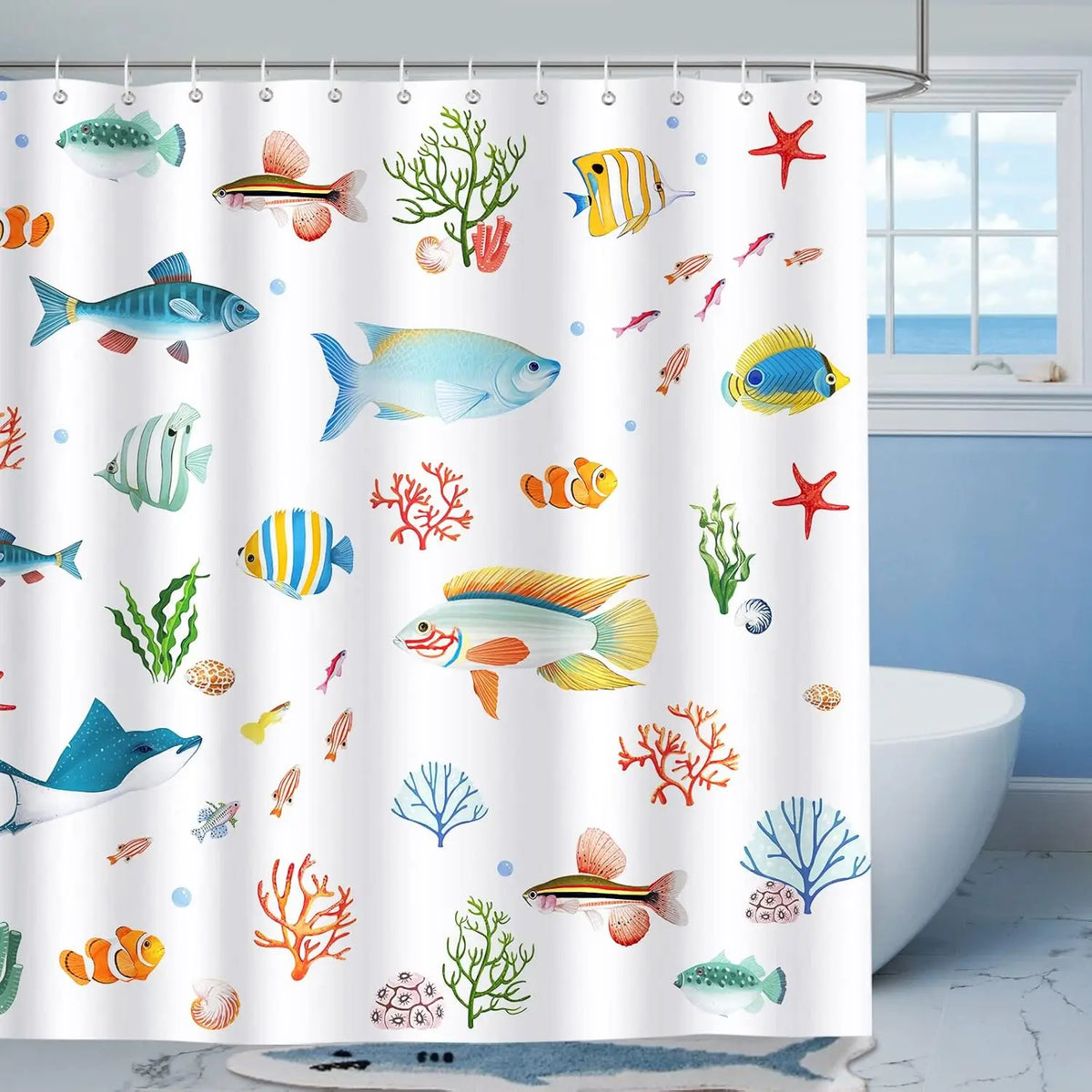 Waterproof Shower Curtain Made of Polyester - Ocean Design