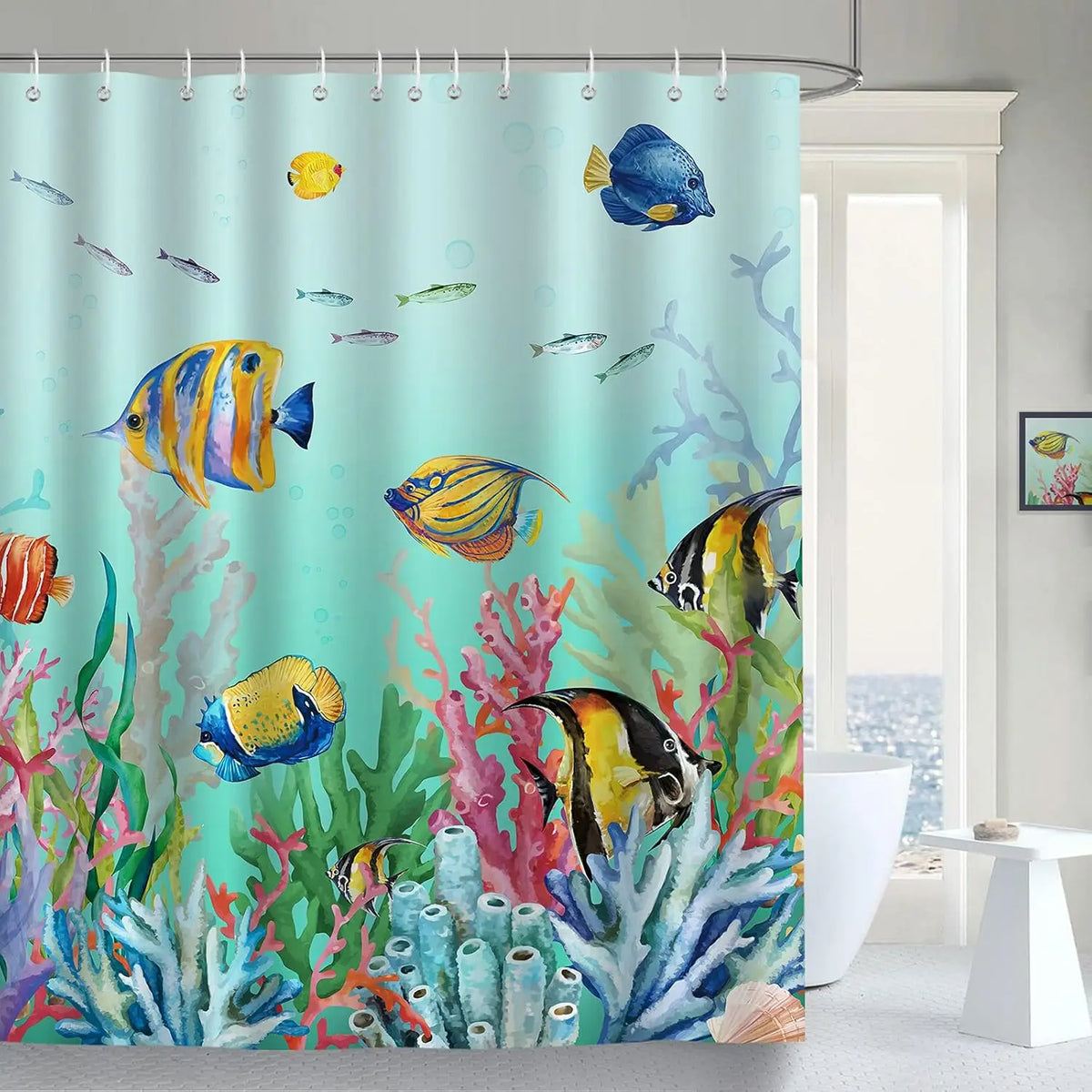 Waterproof Shower Curtain Made of Polyester - Ocean Design