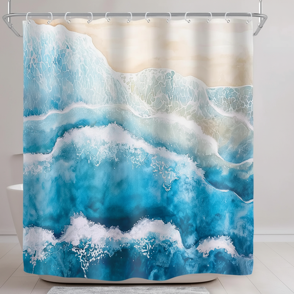 Coastal Waterproof Shower Curtain in Polyester