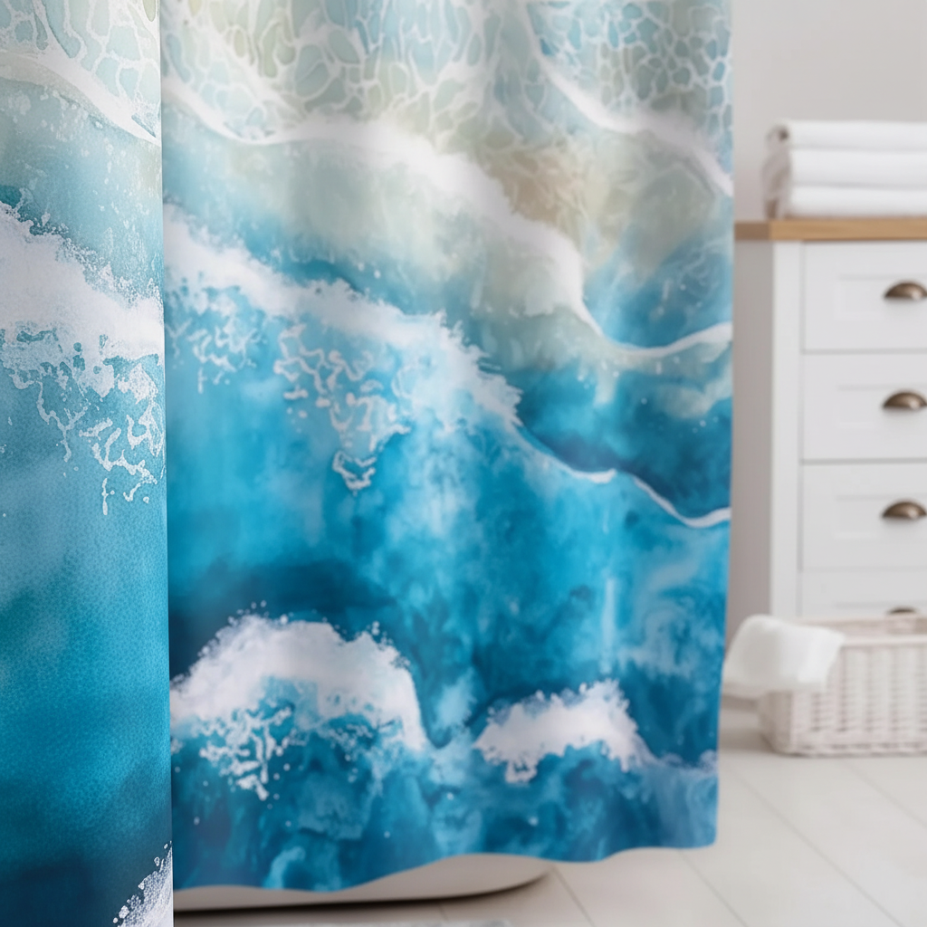 Coastal Waterproof Shower Curtain in Polyester