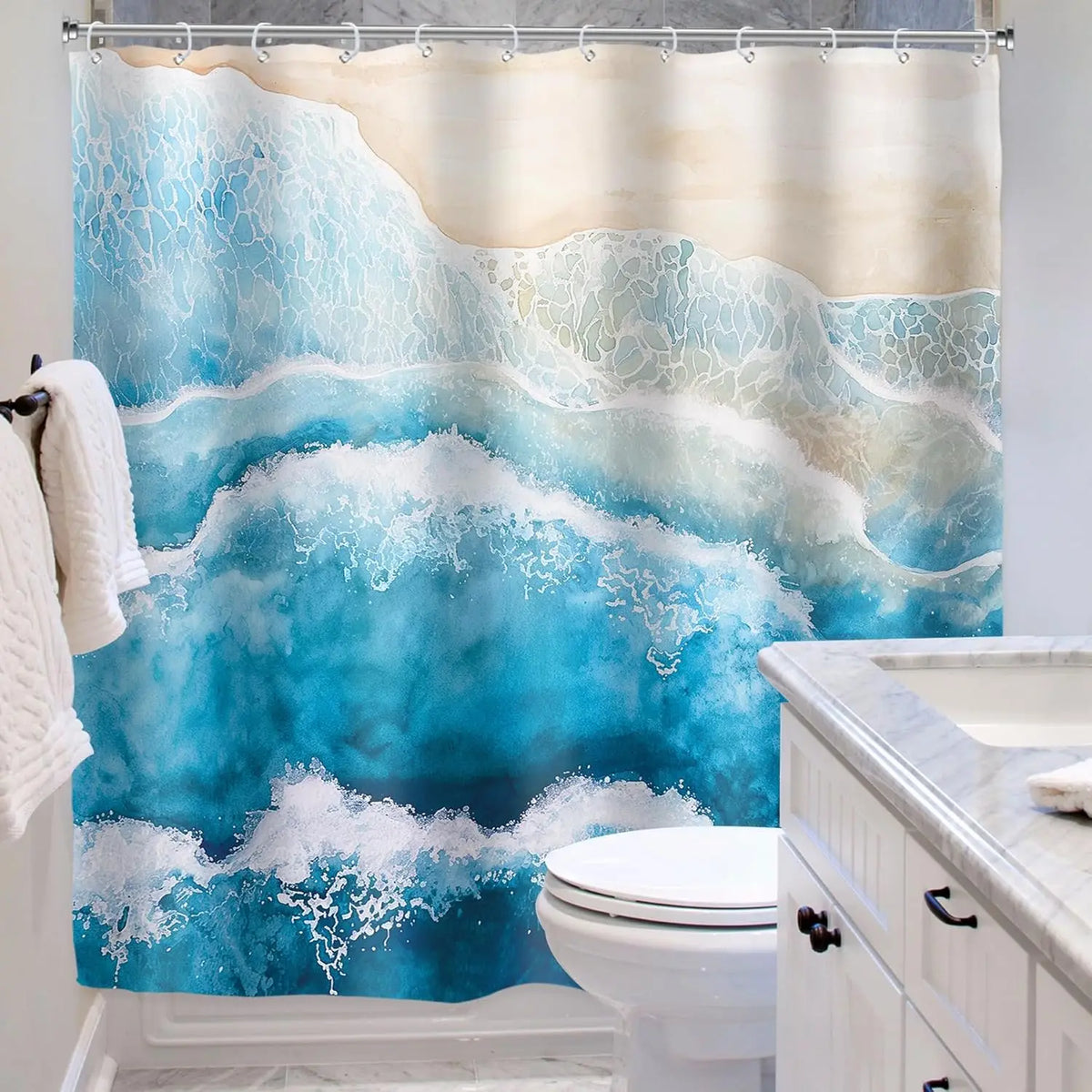 Coastal Waterproof Shower Curtain in Polyester