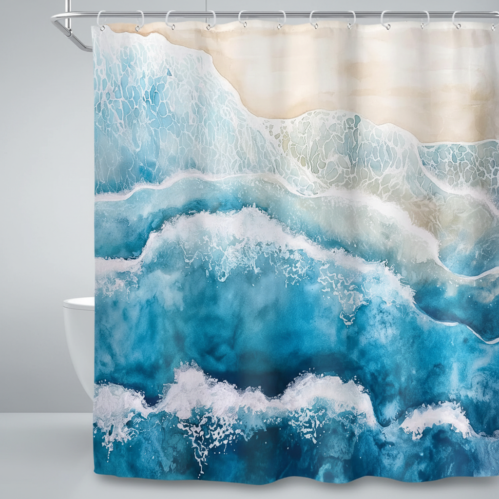Coastal Waterproof Shower Curtain in Polyester