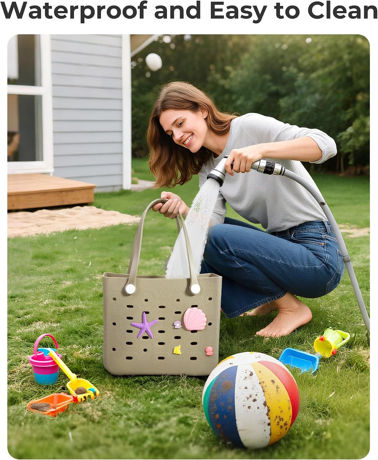 Stylish Waterproof Tote Bag with Removable Wet Compartment