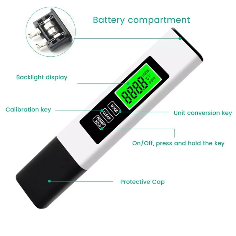 Smart Water Quality Analyzer | 4-in-1 TDS Meter with Enhanced Display