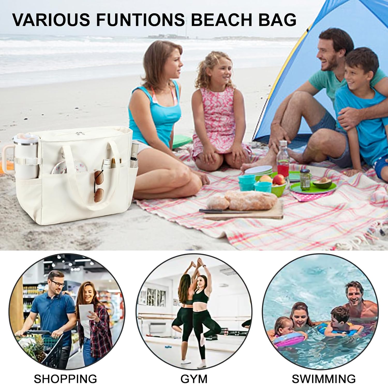 Versatile Waterproof Tote with Separate Wet Storage