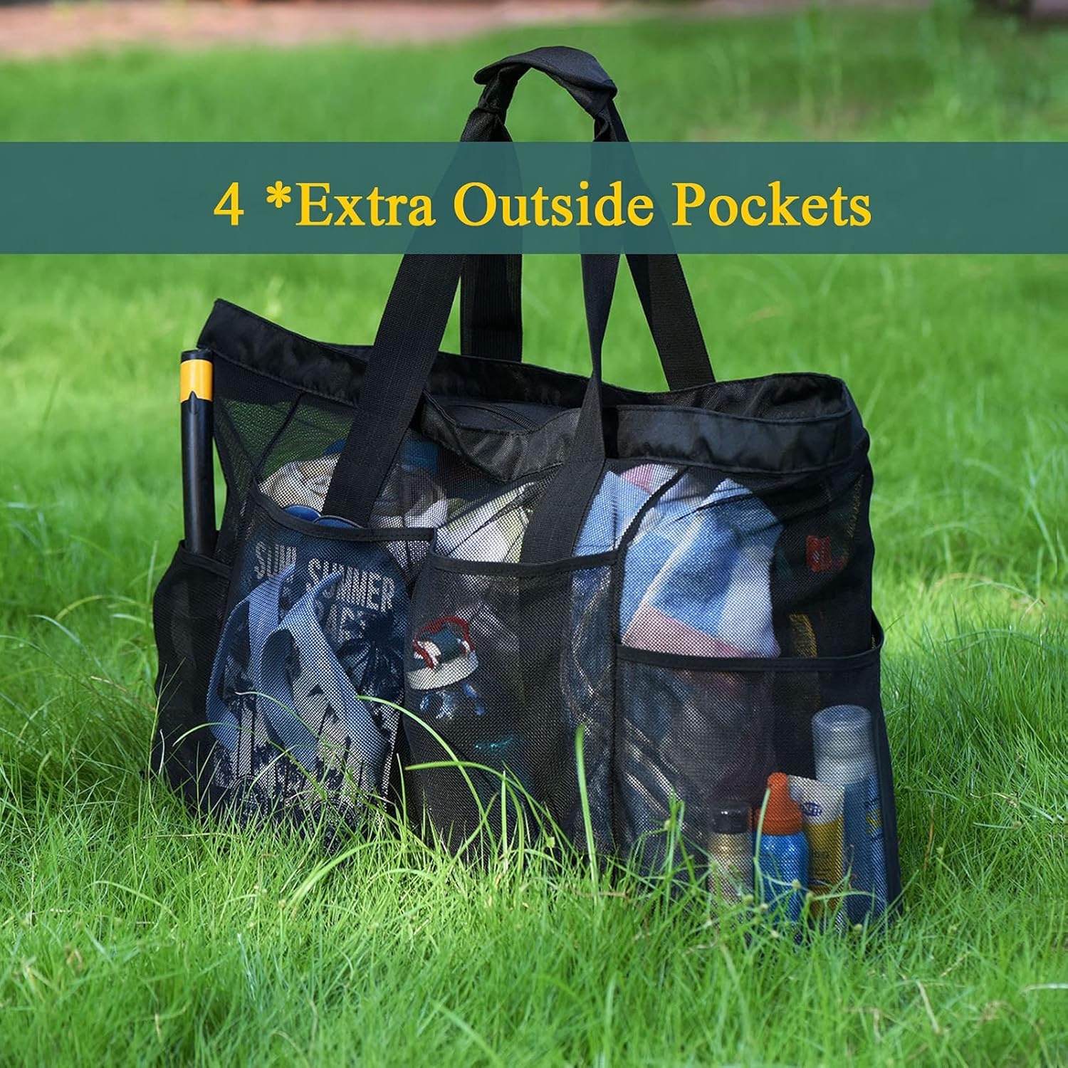 Spacious Beach Carrier | Oversized Mesh Tote with Secure Pocket