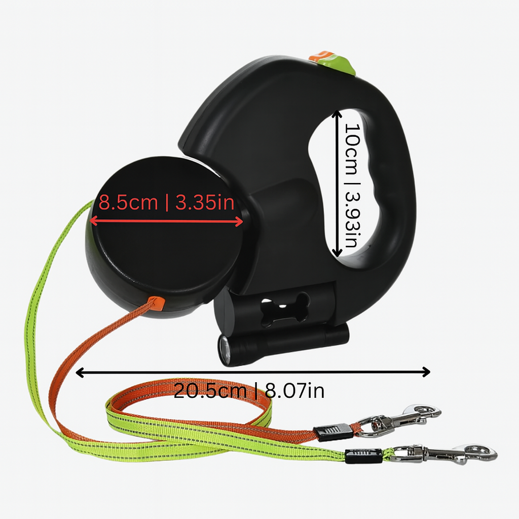 PawFlex | Dual Retractable Dog Leash with 360° Rotation & Safety Features
