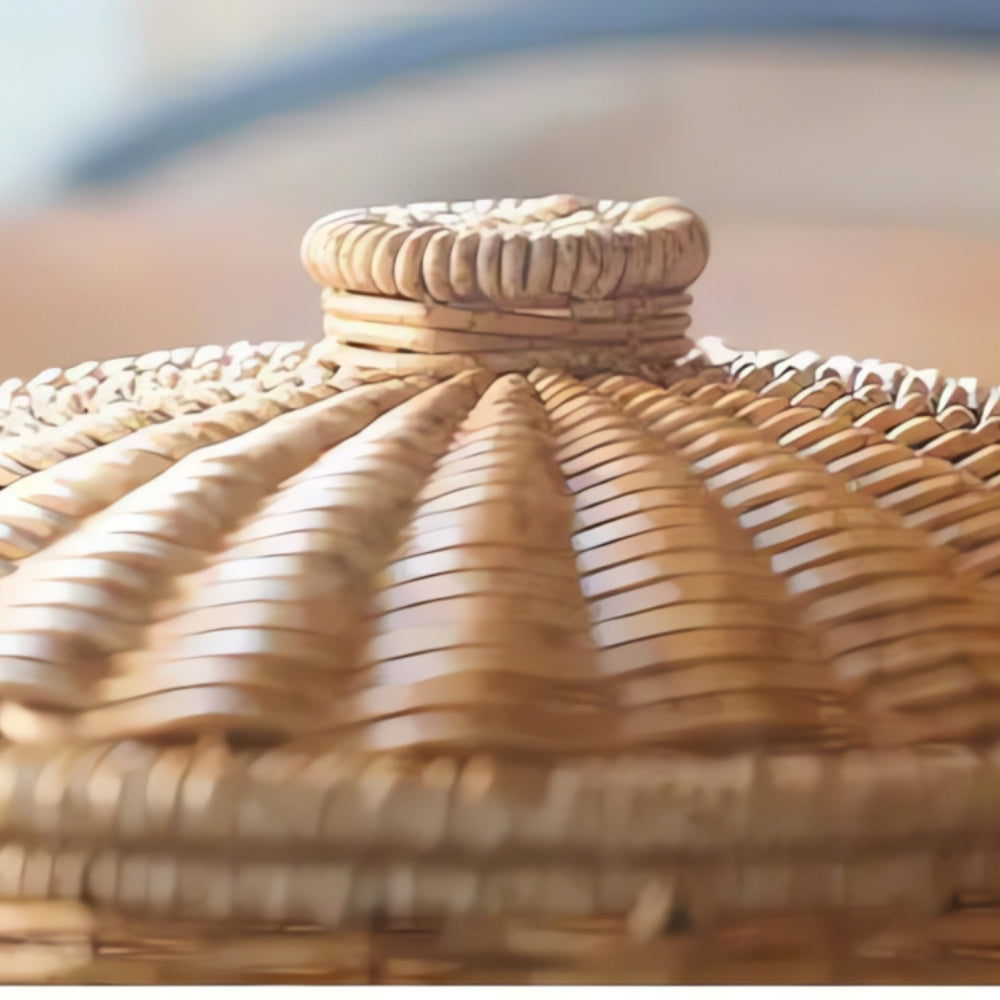 Chic Rattan Organizer with Lid | Stylish Storage Basket