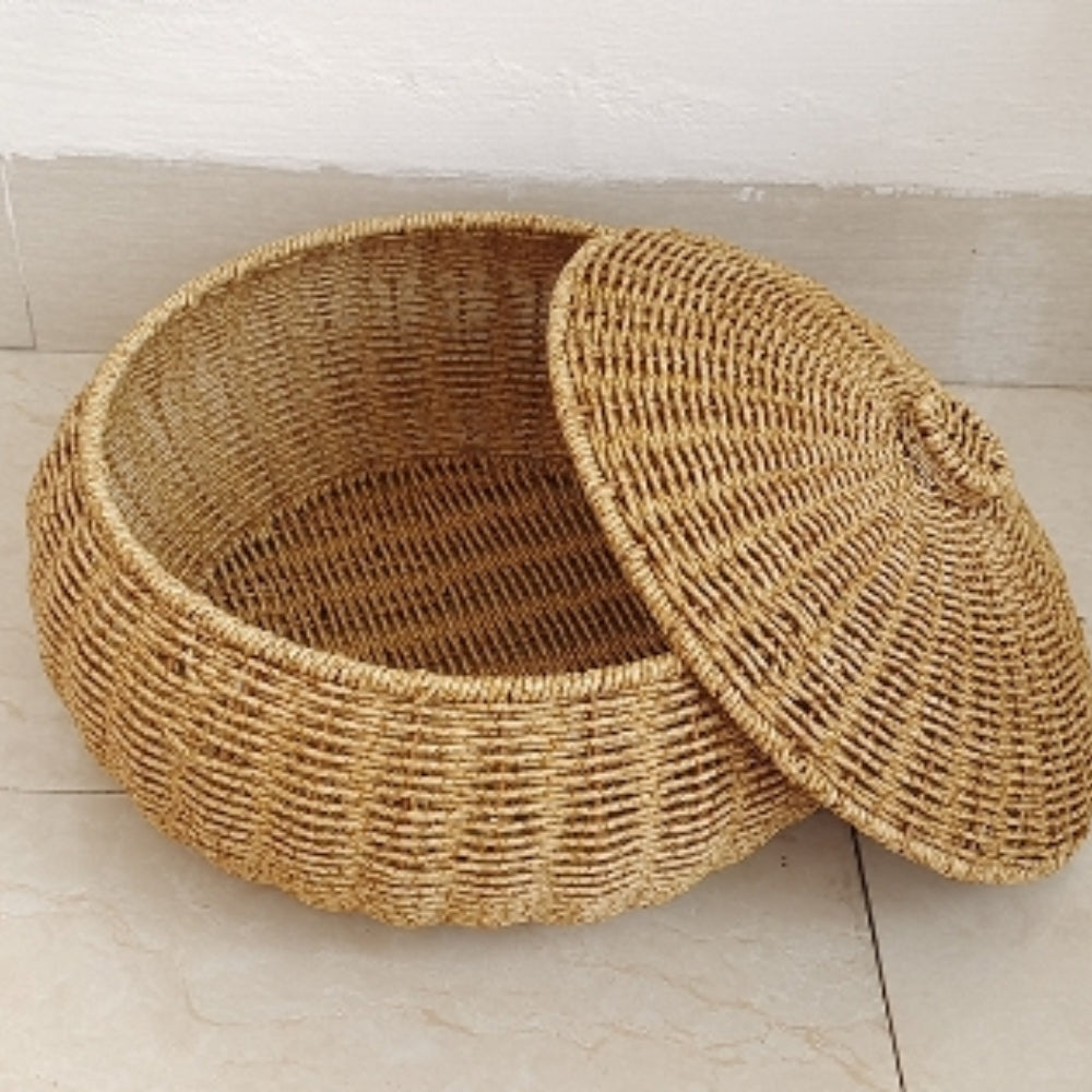 Chic Rattan Organizer with Lid | Stylish Storage Basket