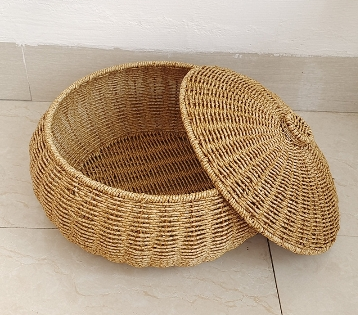 Chic Rattan Organizer with Lid | Stylish Storage Basket
