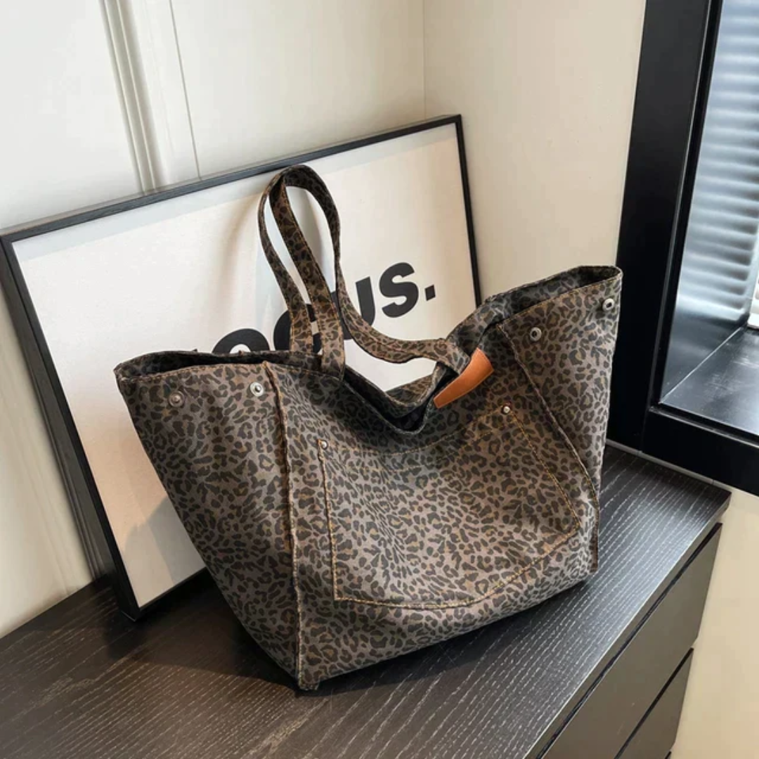 SavvyStyle | Chic Leopard Print Handbag with Generous Space