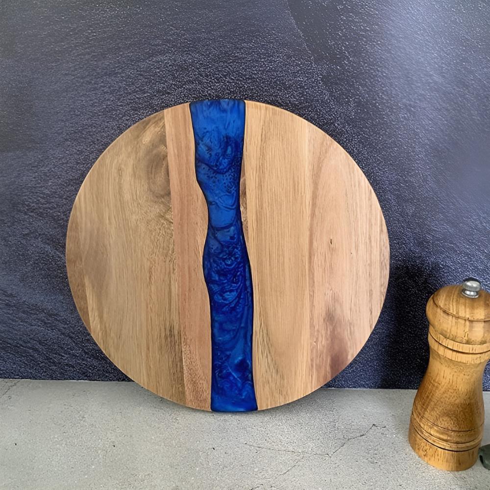 Elegant Round Acacia Wood Cutting Board with Resin Inlay