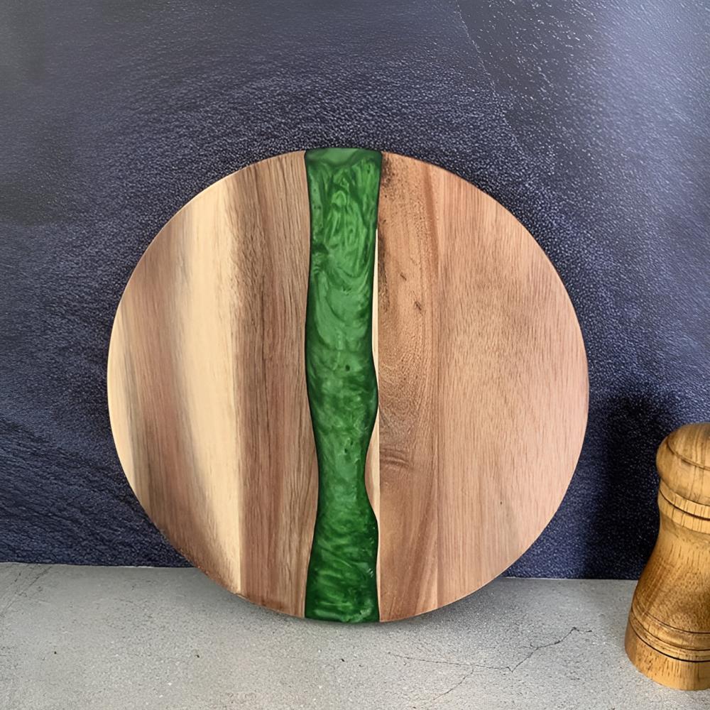 Elegant Round Acacia Wood Cutting Board with Resin Inlay