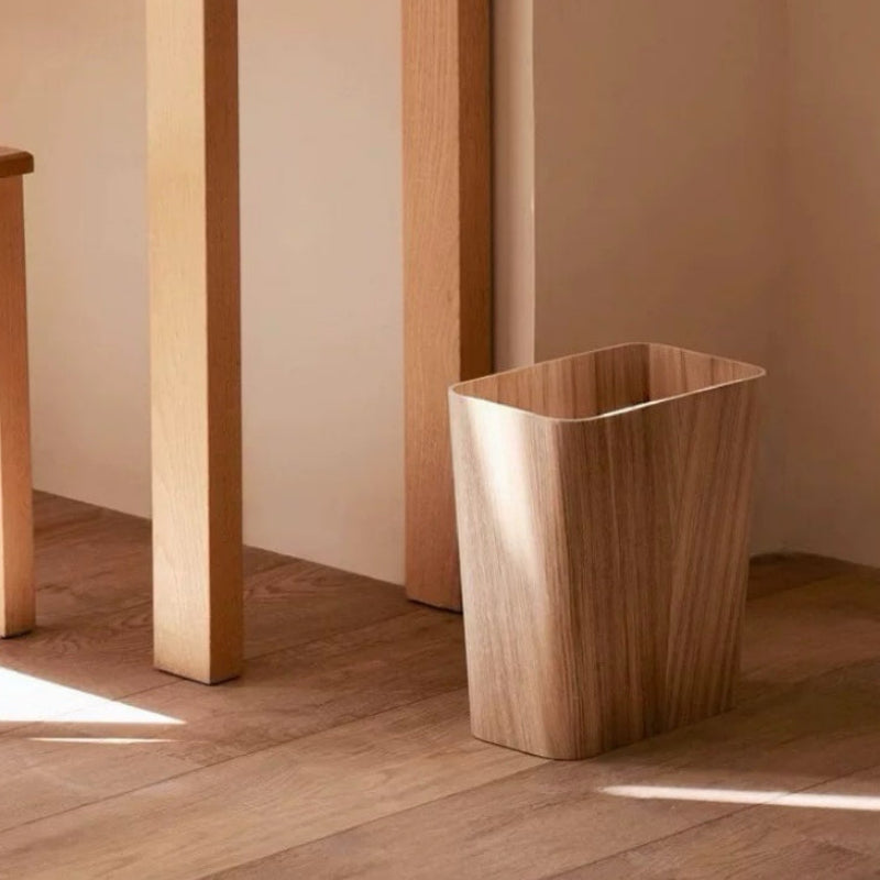 Stylish Wood-Finish Trash Bin with Rotating Lid Option