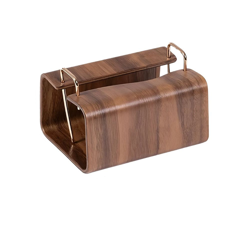 Elegant Walnut Tissue Box Holder with Brass Accent