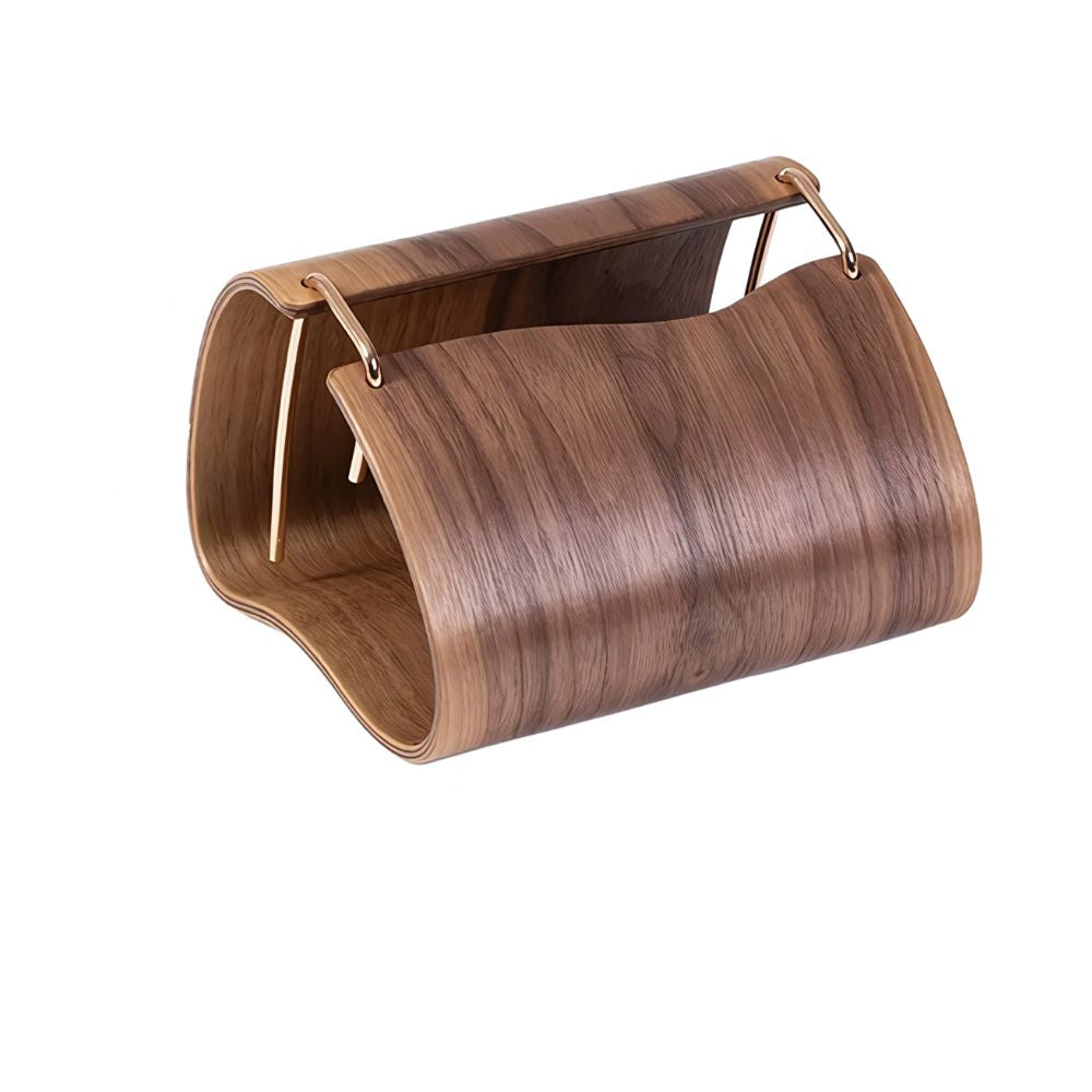 Elegant Walnut Tissue Box Holder with Brass Accent