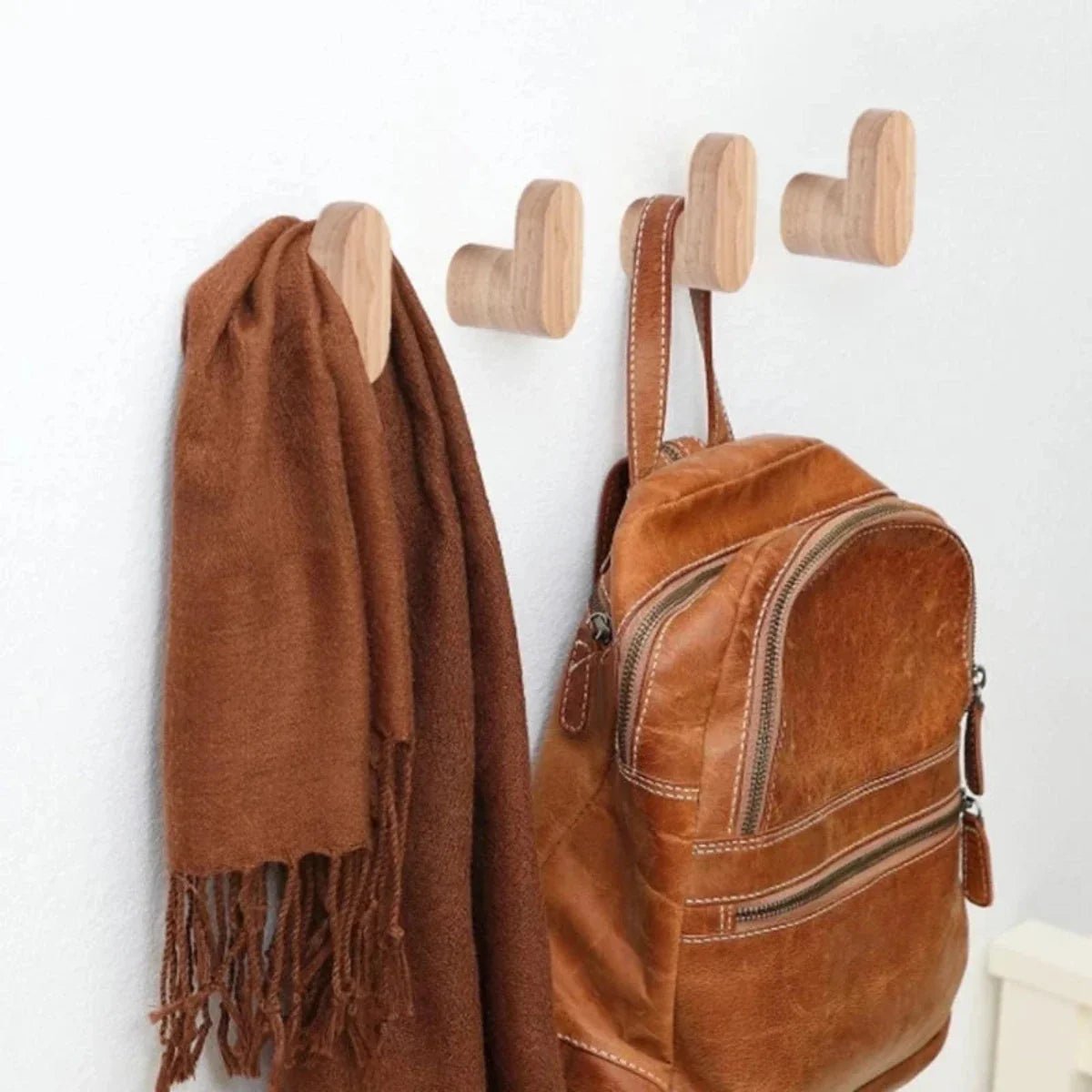 Stylish L-Shaped Wooden Wall Hooks - Set of 3