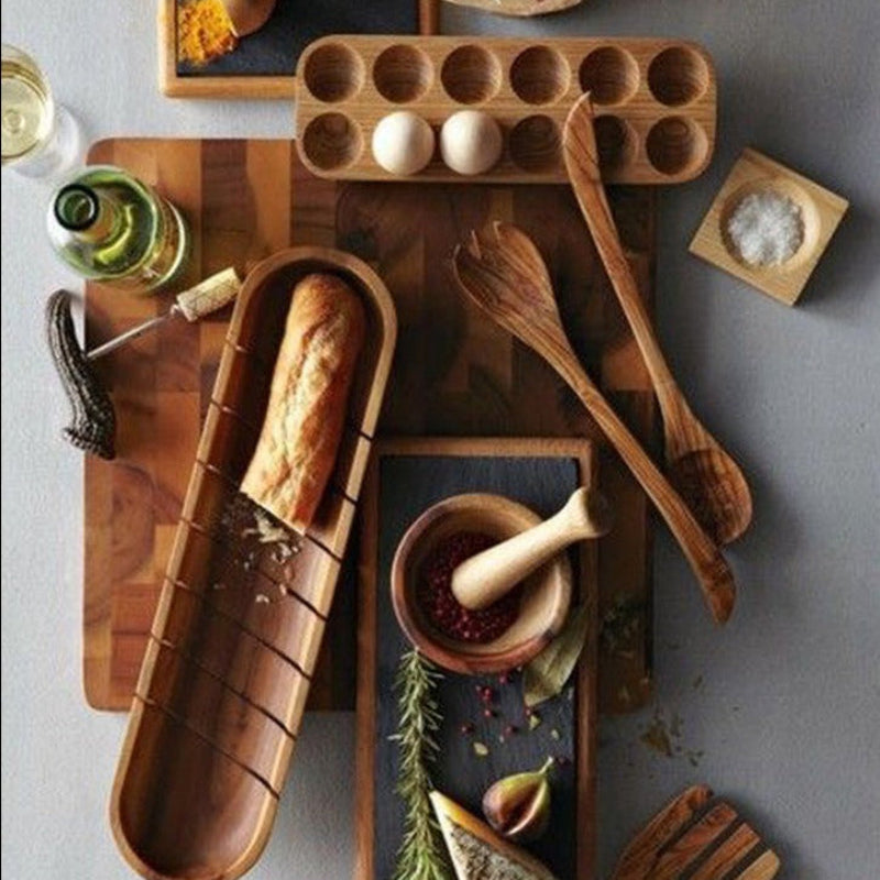Elegant Acacia Wood Egg Organizer for Kitchen & Fridge