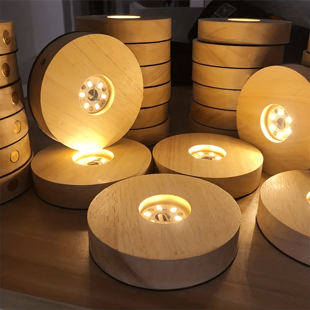 Natural Wood LED Base for Display Lighting with USB Power
