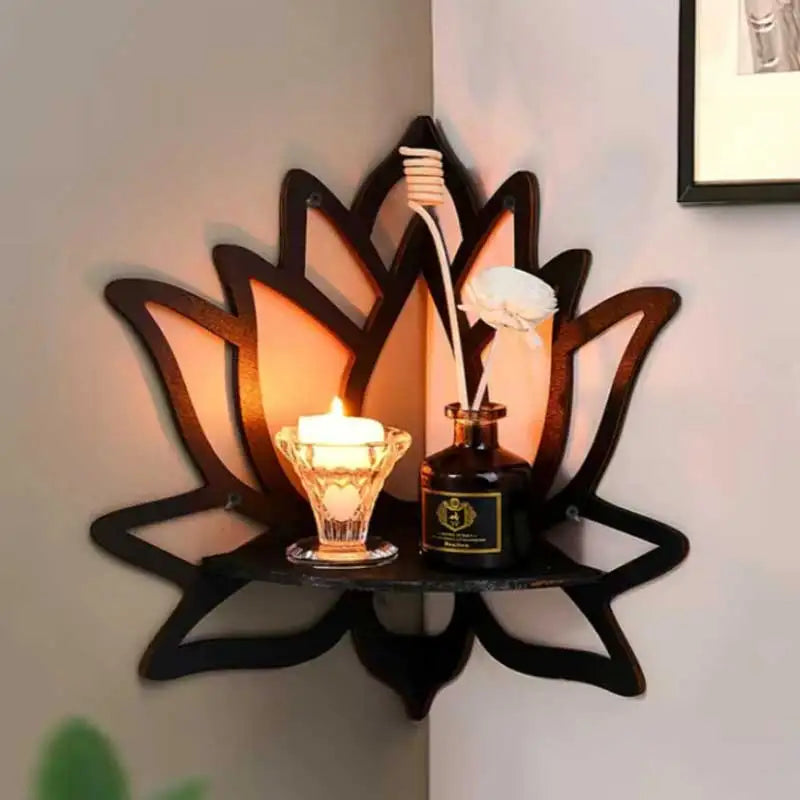Natural Wood Corner Display Shelf for Efficient Storage