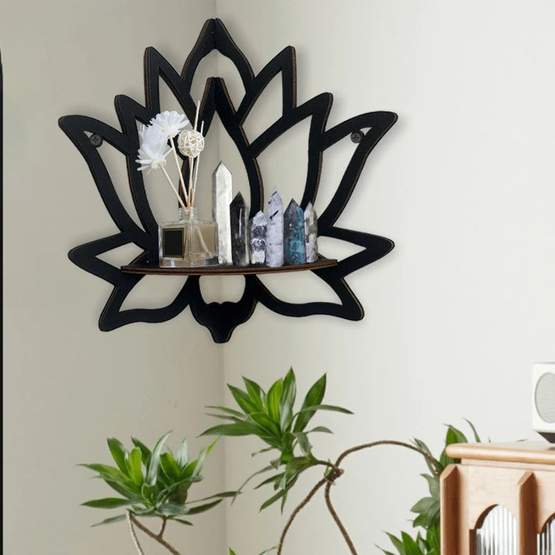 Natural Wood Corner Display Shelf for Efficient Storage