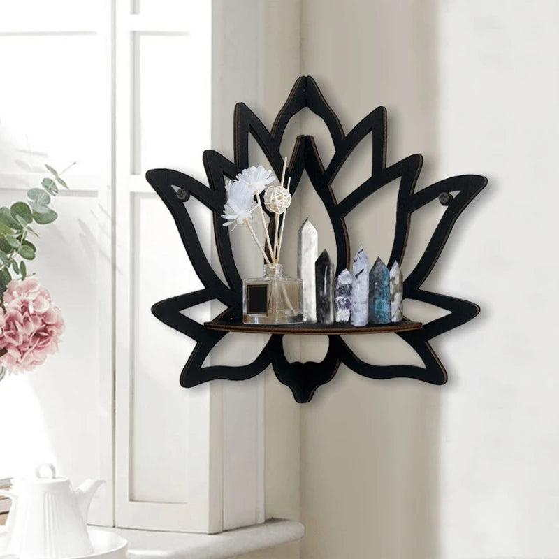 Natural Wood Corner Display Shelf for Efficient Storage