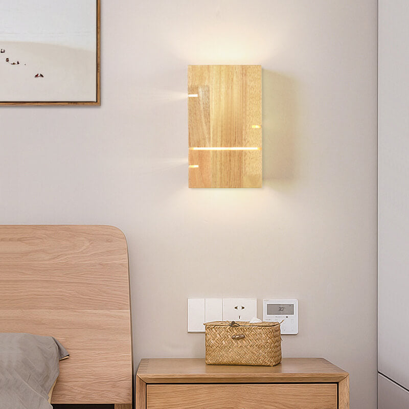 Elegant Dual-Light Wall Sconce with Wooden Accents