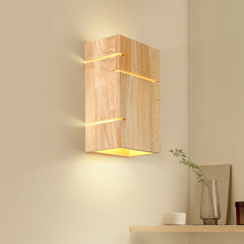 Elegant Dual-Light Wall Sconce with Wooden Accents