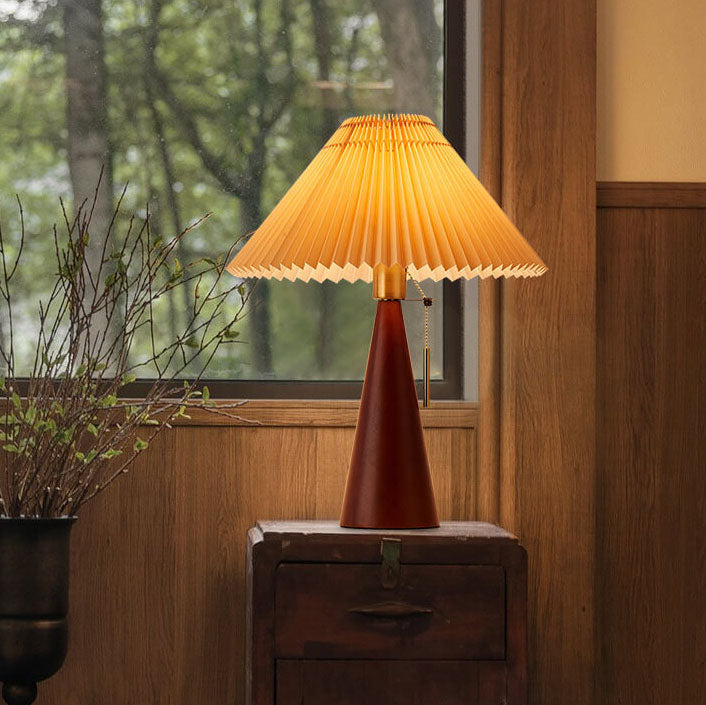 LuxeLight | Chic Wooden and Fabric LED Table Lamp