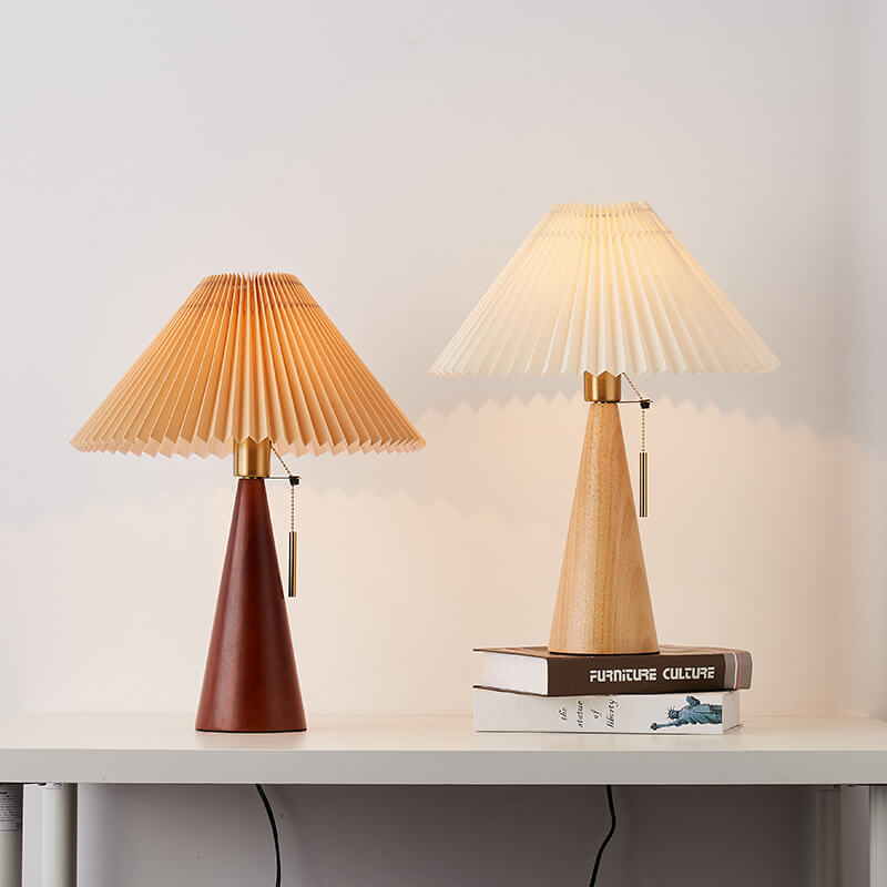 LuxeLight | Chic Wooden and Fabric LED Table Lamp