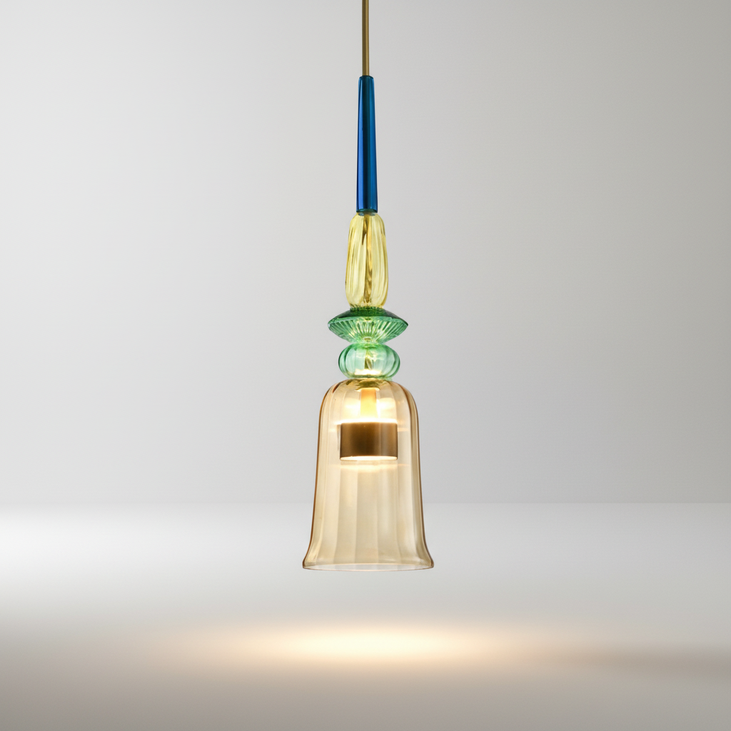Colorful Cylindrical Glass Pendant Lamp