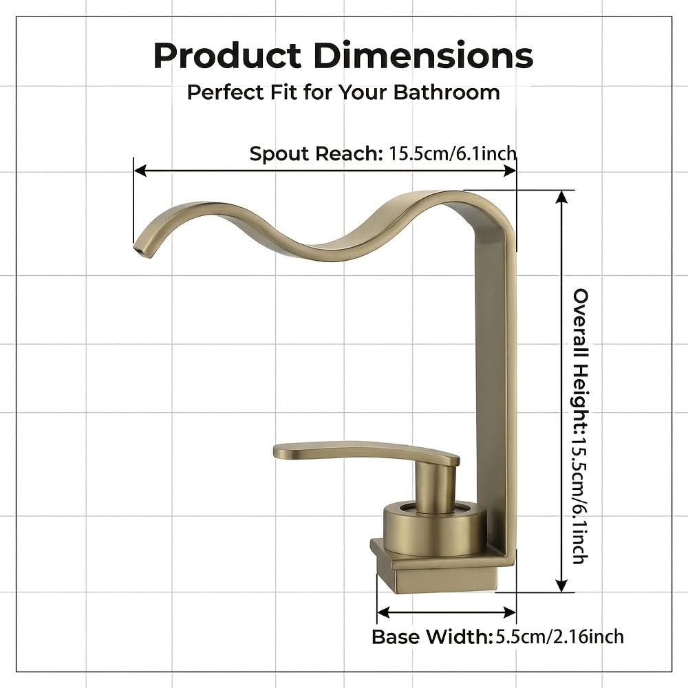 Elegant Waterfall Faucet in Brushed Brass Finish