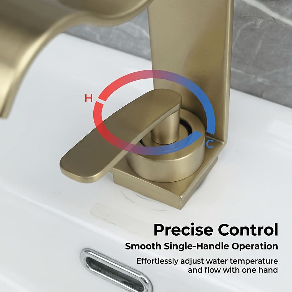 Elegant Waterfall Faucet in Brushed Brass Finish