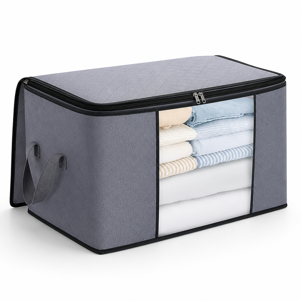 Foldable Dual-Zip Storage Organizer (Transparent Window)