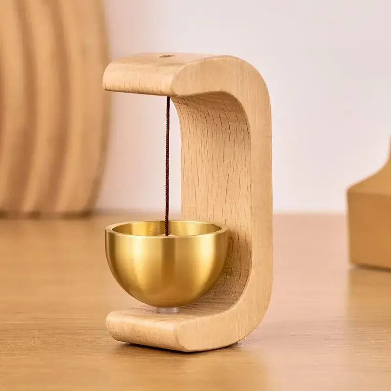 Elegant Wireless Doorbell with Brass Tone and Wooden Design