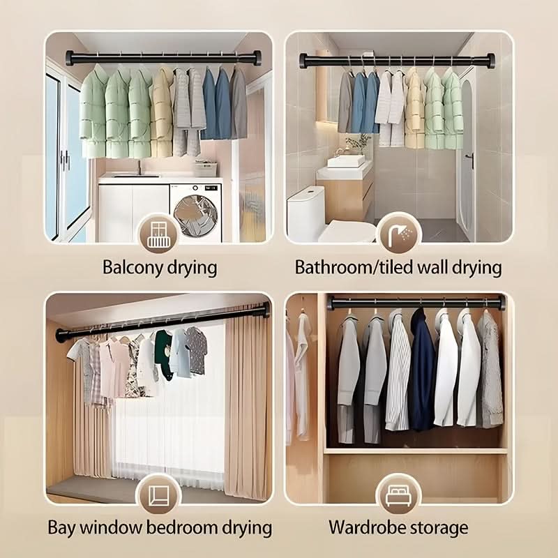 Versatile Adjustable Spring Rod for Smart Home Organization