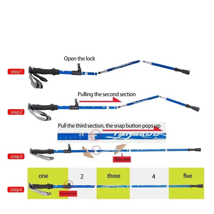 Versatile Hiking Poles - Compact and Adjustable Trekking Support