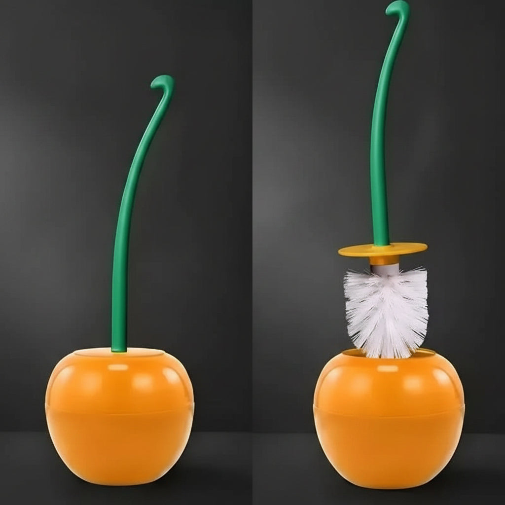 Playful Cherry-Inspired Toilet Brush & Holder Duo