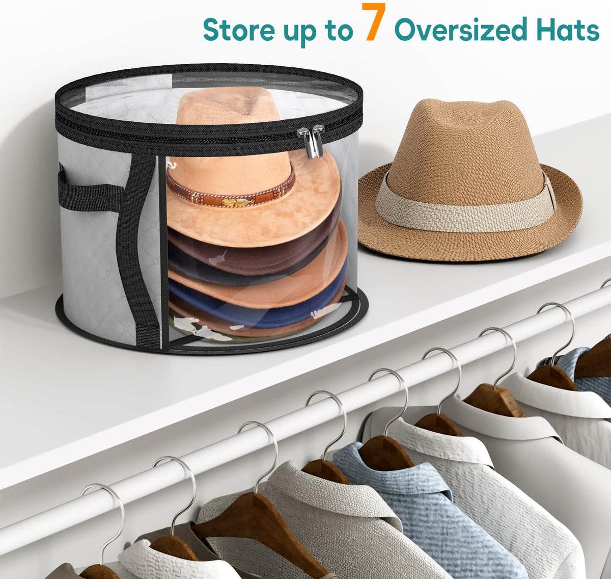 Transparent Hat Storage Container for Wide-Brimmed Hats with Handles – Buy One, Get One Free