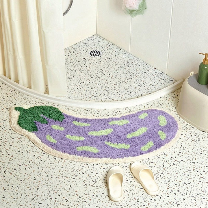 Bathroom Mat with Anti-Slip Feature - Banana or Eggplant Pattern