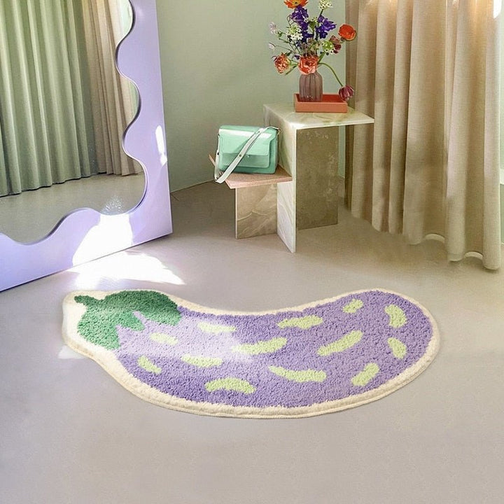 Bathroom Mat with Anti-Slip Feature - Banana or Eggplant Pattern