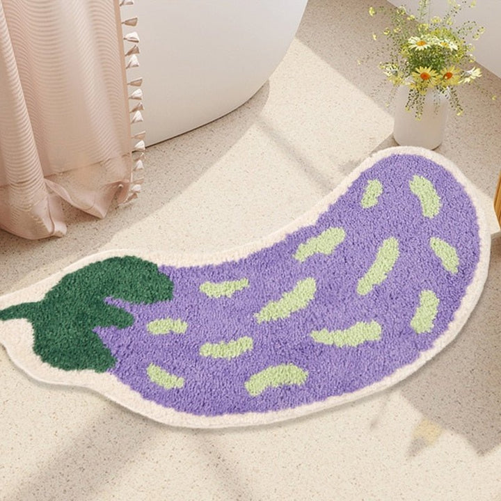 Bathroom Mat with Anti-Slip Feature - Banana or Eggplant Pattern
