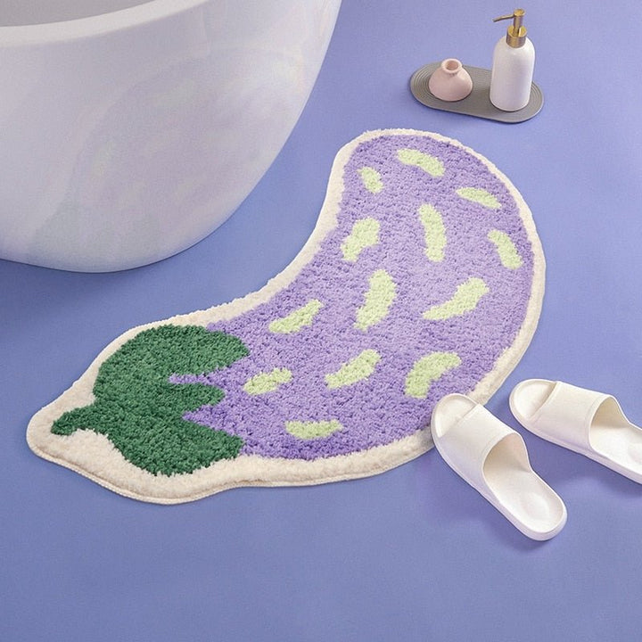 Bathroom Mat with Anti-Slip Feature - Banana or Eggplant Pattern
