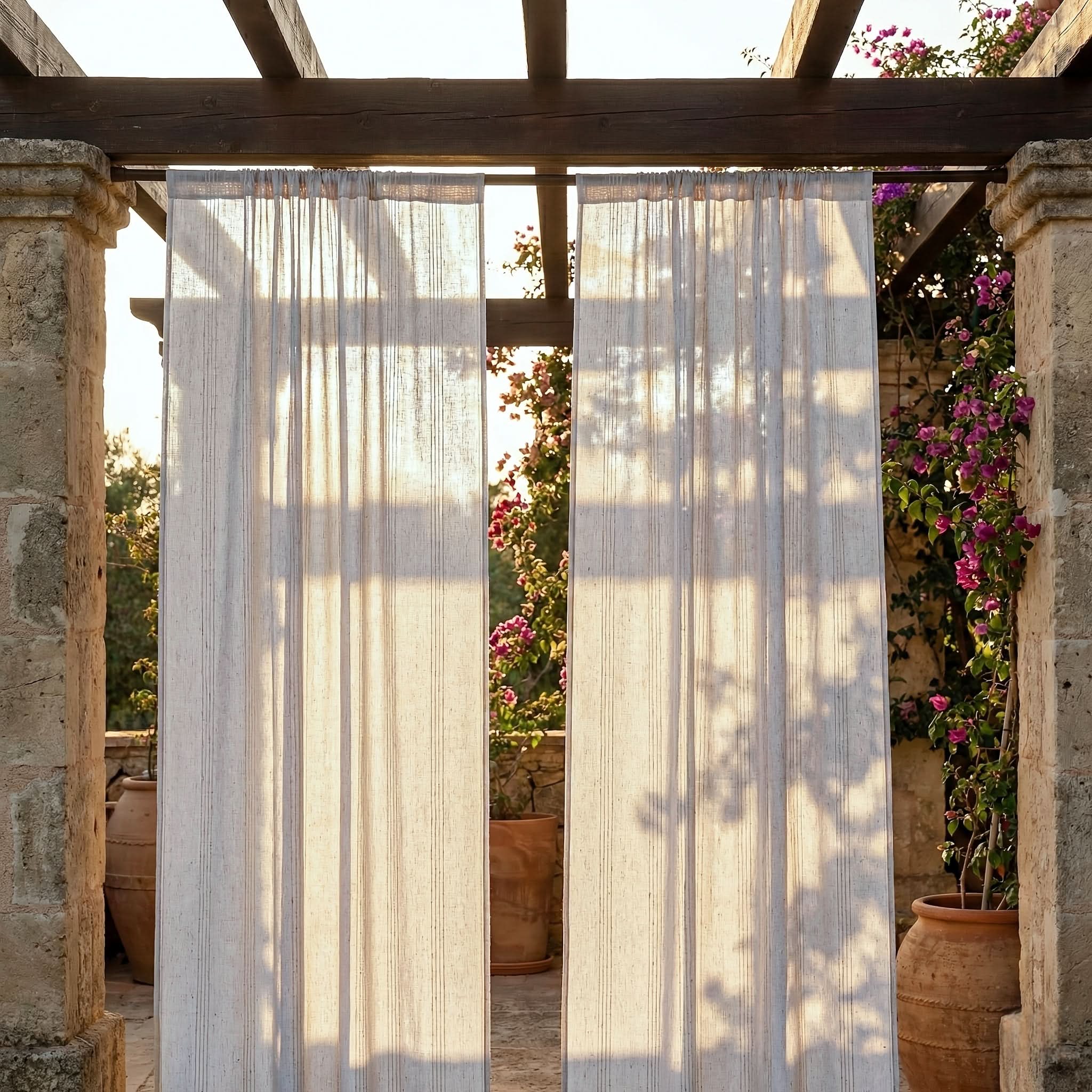 Breezy Elegance – Sheer Outdoor Curtains for a Cozy Retreat