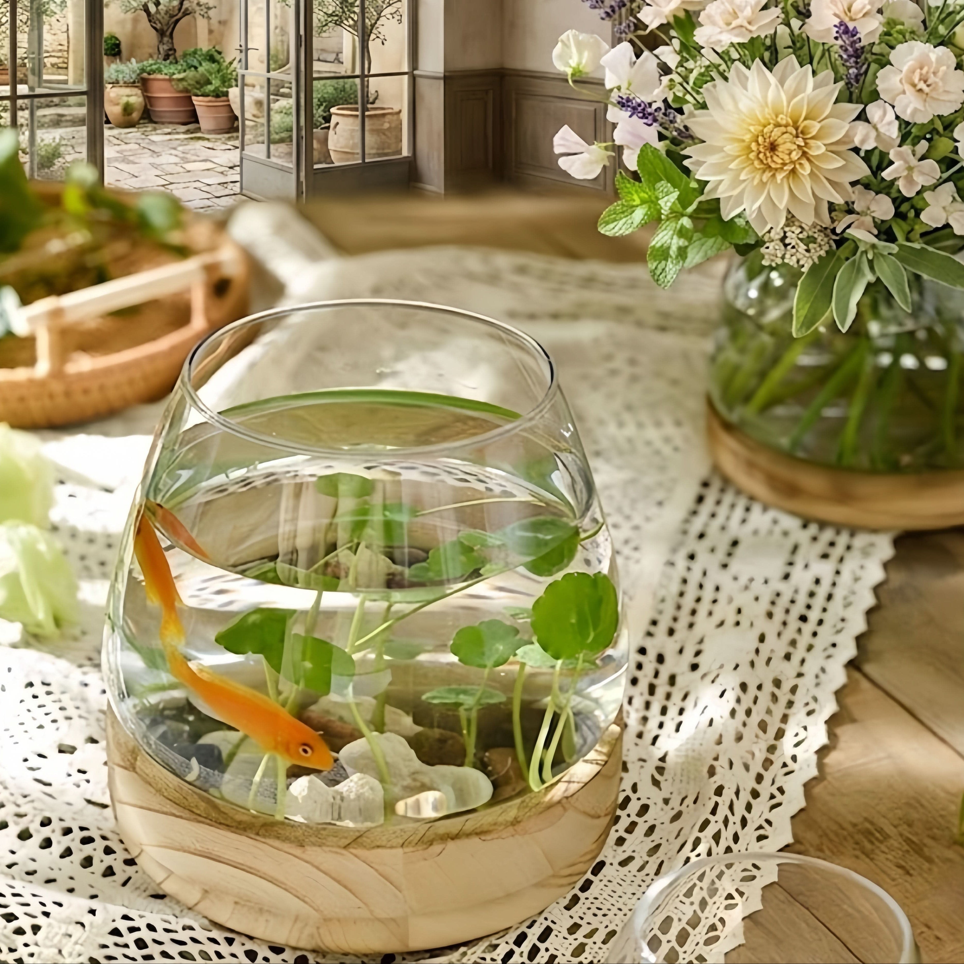 Tranquil Glass Vase with Wooden Accent for Elegant Décor